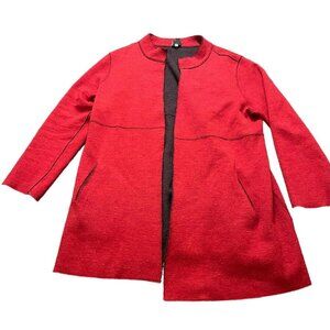 Eileen Fisher Fall 2008 Red Blanket Open Merino Wool Art Jacket Cardigan Relaxed